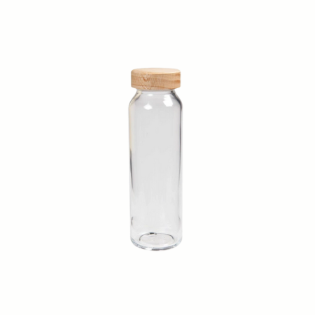 Botella de Vidrio con Tapa de Madera