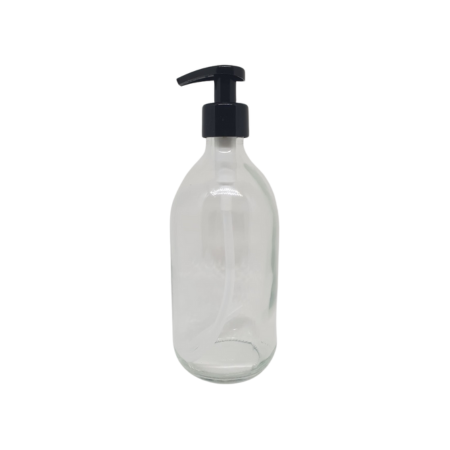 Botella de cristal trasparente con tapón dispensador - 500ml