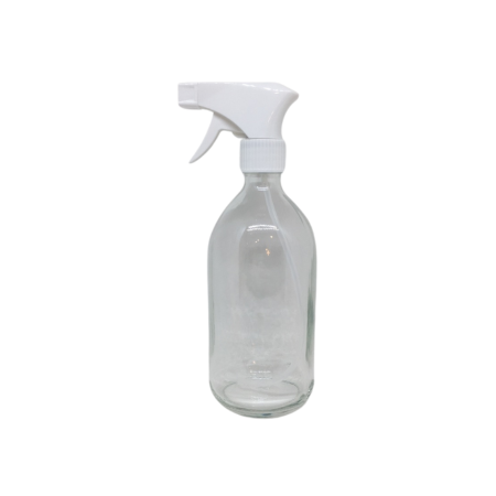 Botella de cristal claro con tapón spray - 500ml
