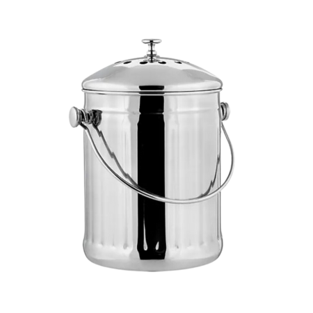 Cubo de Compostaje Plata con Filtro de Carbón - 3L