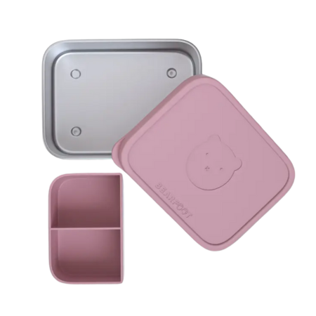 Fiambrera Acero Silicona Compartimentos Abierto - Rosa