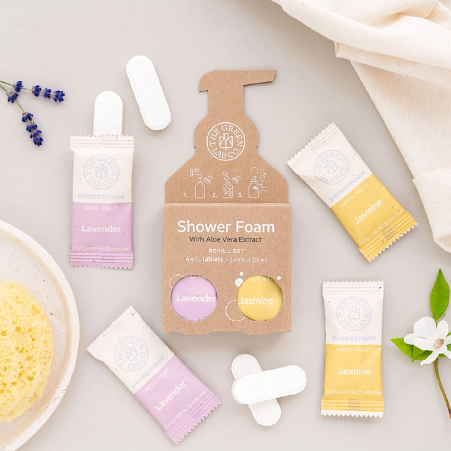 Jabón de ducha natural recargable – Lavanda y Jazmín