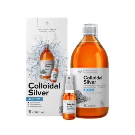 Plata Coloidal 40 PPM – Formato 1000 ml con Spray Recargable de 30 ml Institut Katharos