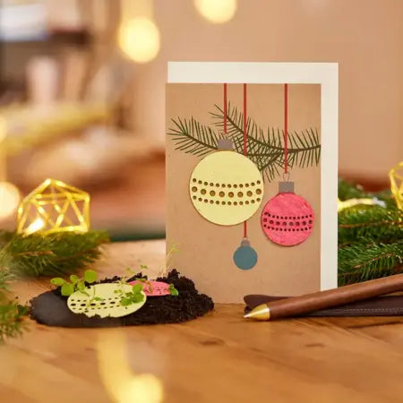 Postal navideño plantable - Bolas Navideñas TDJ