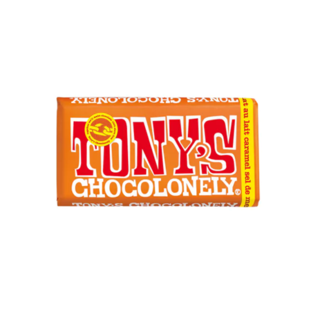 Tony's Chocolonely Chocolate con Leche Belga con Caramelo y Sal Marina - Grande