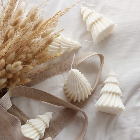 Vela navideña artesanal de cera de soja - Árbol de Navidad