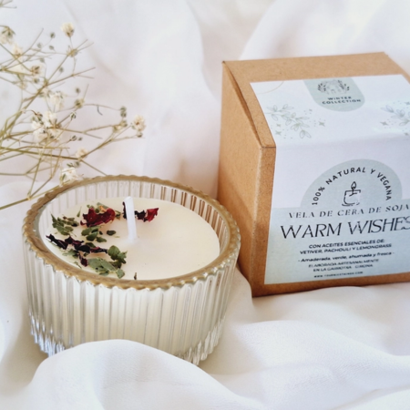 Vela navideña de cera de soja en tarros cristal