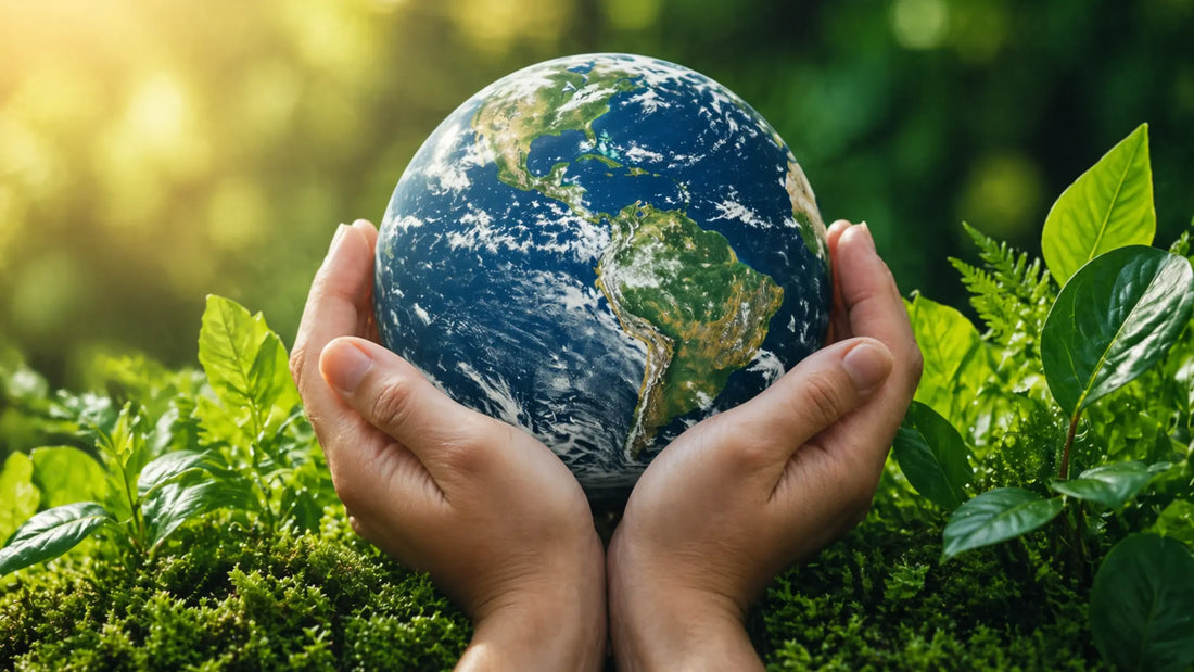 manos sosteniendo el planeta Tierra simbolizando sostenibilidad