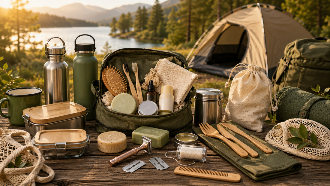 Lista de viaje sostenible con productos zero waste para camping de verano