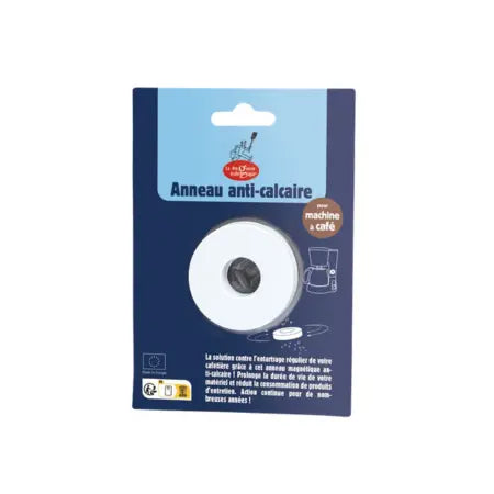 Anillo antical magnético reutilizable para cafetera en su packaging, accesorio antical para reducir la acumulación de cal y proteger cafeteras.