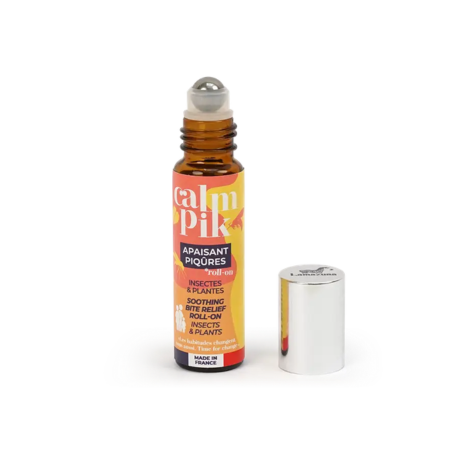 Roll-on calmante natural para picaduras de insectos y plantas Calm Pik con manzanilla ecológica y efecto refrescante inmediato