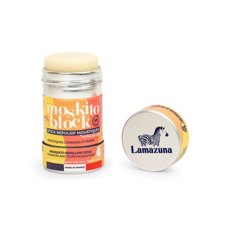 Barra repelente de mosquitos Moskito Block de Lamazuna en formato sólido recargable y sin plástico con citronela natural