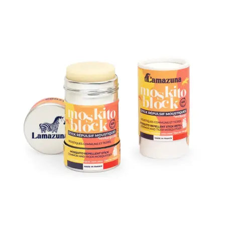 Barra repelente de mosquitos Moskito Block junto al recambio reutilizable sin plástico con citronela natural de Lamazuna
