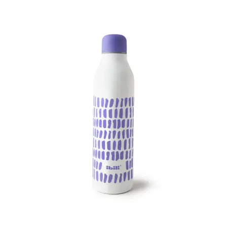 Botella térmica reutilizable IBILI Canvas de 500 ml fabricada en acero inoxidable con diseño geométrico en color lila