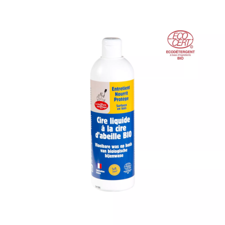 Cera líquida para parquet con cera de abeja bio 500 ml, limpiador y nutriente natural para mantenimiento de madera