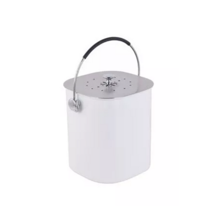 Cubo de Compostaje Blanco con Filtro de Carbón - 5L