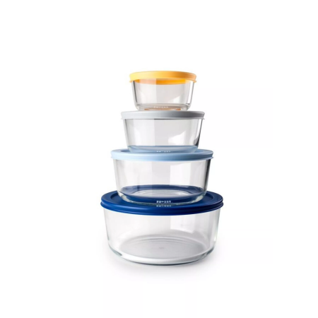 Set de 4 Eco Tapers Rounds IBILI – Borosilicato con Tapa de Plástico