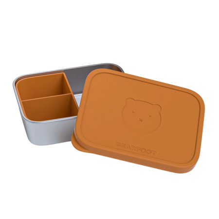 Fiambrera Acero Silicona con Compartimentos - Naranja