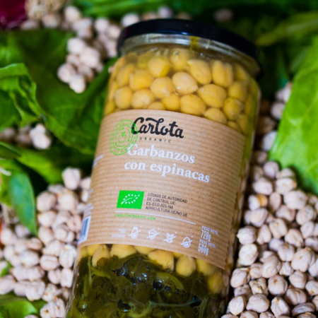 Garbanzos cocidos con espinacas