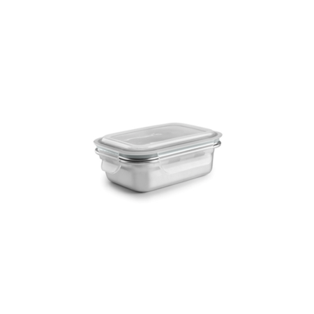 Táper pequeño rectangular IBILI Keepklin 400 ml de acero inoxidable con tapa hermética transparente