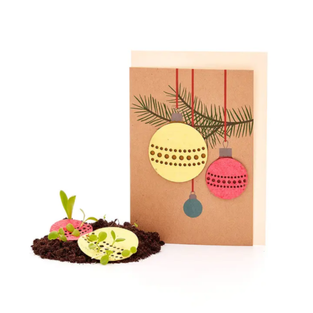 Postal navideño plantable - Bolas Navideñas