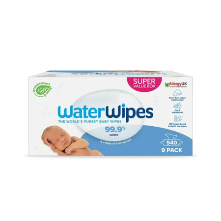 WaterWipes Toallitas para Bebé – Caja Entera (540 toallitas)